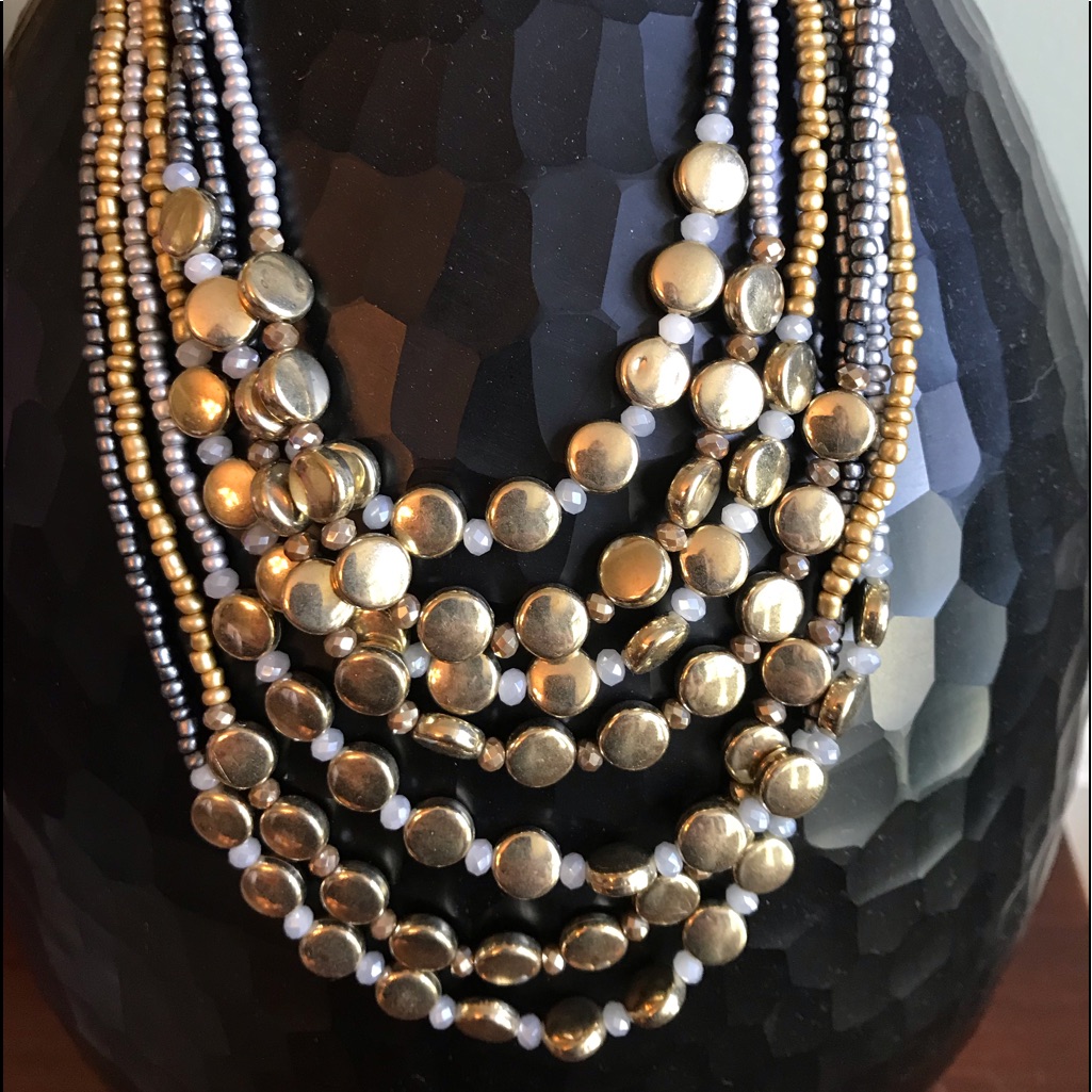 Jules B Grey And Gold Beaded Necklace